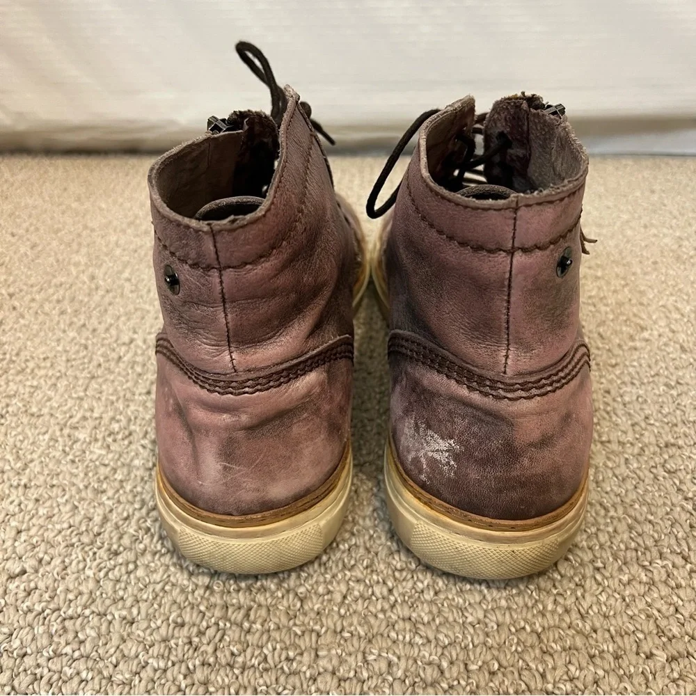 Diesel Mid Distressed Leather Boots Shoes Men’s Size 45 US 12 Side Zip Lace Up,